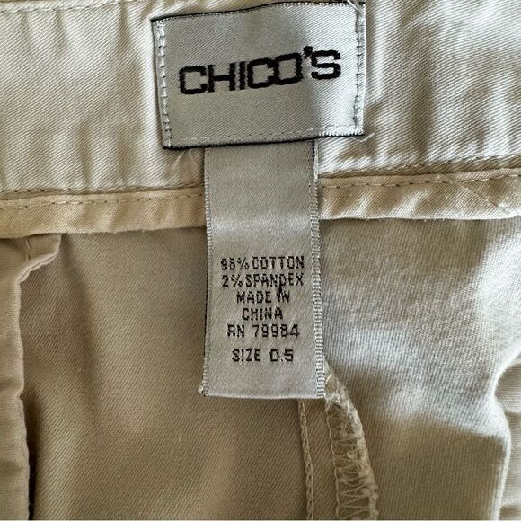 Chico’s Tan Capri Pants Flat Front Lightweight SZ S - Picture 10 of 13